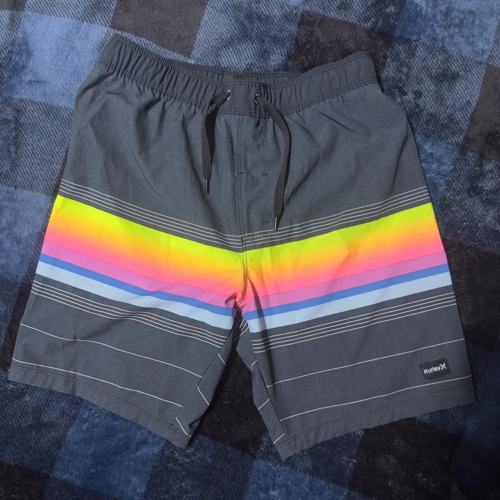 Hurley Black and Neon Yellow Board Shorts